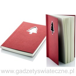 Notes świąteczny z wyciętą choinką na okładce