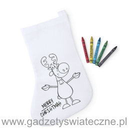 Skarpeta świąteczna, but na prezenty z reniferkiem do pomalowania